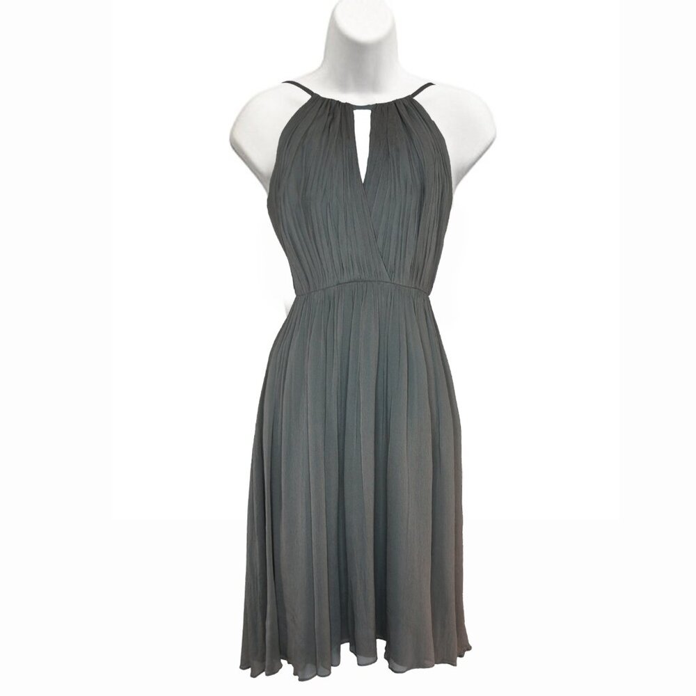 J Crew Selena Silk Chiffon Gray Cocktail Dress  Bridesmaid Sz 8